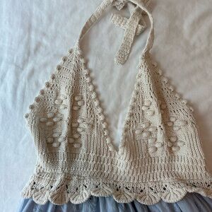 Zara Cream Crochet Crop Top